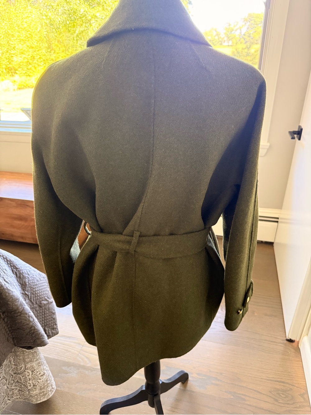 J. Crew Dark Olive Double-Breasted  Trench Coat in Double Faced Wool - Picture 5 of 14